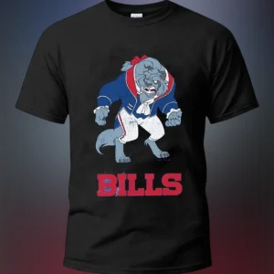 Bills Beast Football Graphic Tee, Cartoon Mascot Game Day Fan Shirt available at our Los Angeles warehouse