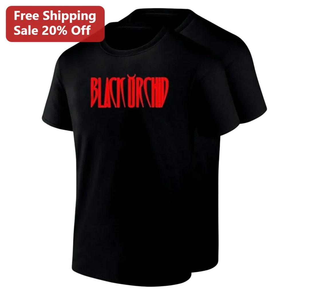Black Orchid Tee Gothic Red Devil Horn Typography Dark Aesthetic Shirt Gift for Men Women available at our Los Angeles warehouse