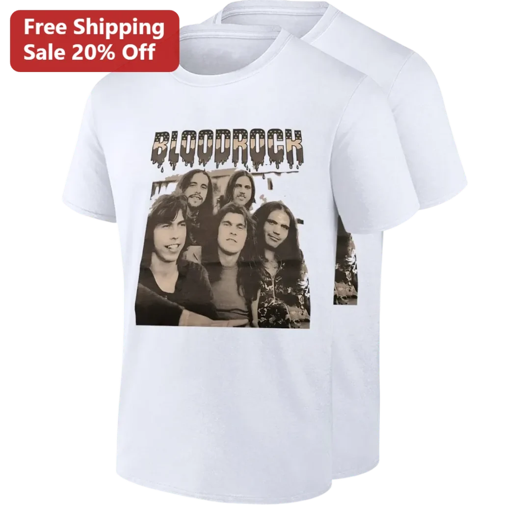 Bloodrock Tee Vintage 70s Rock Band Portrait Graphic T-Shirt Gift for Classic Rock Fans and Retro Mu available at our Los Angeles warehouse