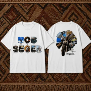 Bob Seger Against The Wind 1980 Classic Rock Tee Silver Bullet Band Album Collage Shirt