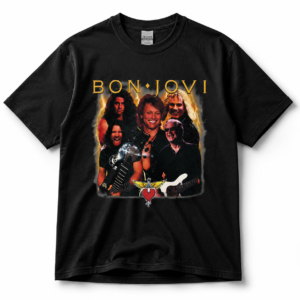 Bon Jovi Tee Vintage Rock Band Graphic T-Shirt, Retro Concert Music Fan Shirt
