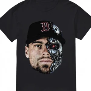 Boston Red Sox Player Cyborg Sci-Fi Mashup Tee, Terminator Style Baseball Graphic T-Shirt, Game Day available at our Los Angeles warehouse