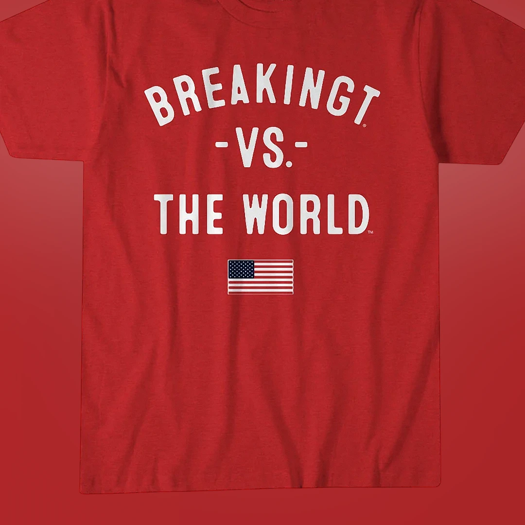 BreakingT Vs The World Tee Patriotic USA Flag Graphic Sports — Los Angeles BreakingT Vs The World Tee Patriotic USA Flag Graphic Sports Apparel Shirt available at our Los Angeles warehouse