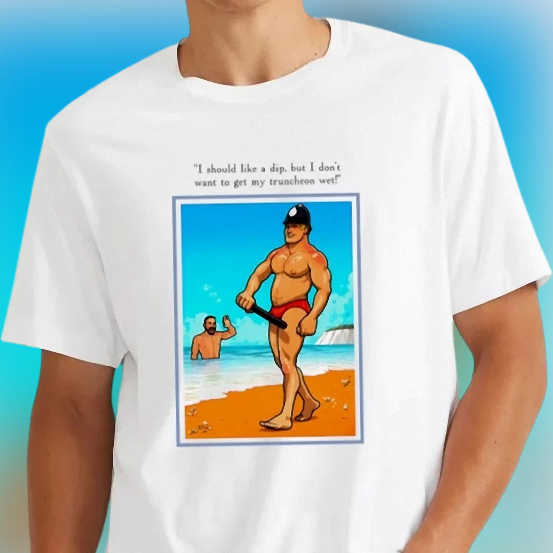 British Police Humor Tee Vintage Beach Postcard Dry Wit Quote Graphic T-Shirt Sarcastic Novelty Gift