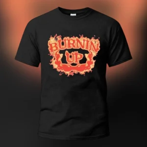 Burnin Up Vintage Flames Tee, Retro Fire Graphic T-Shirt for Men and Women available at our Los Angeles warehouse