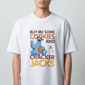 Buy Me Some Cookies And Cracker Jacks Tee Funny Baseball Graphic T-Shirt available at our Los Angeles warehouse