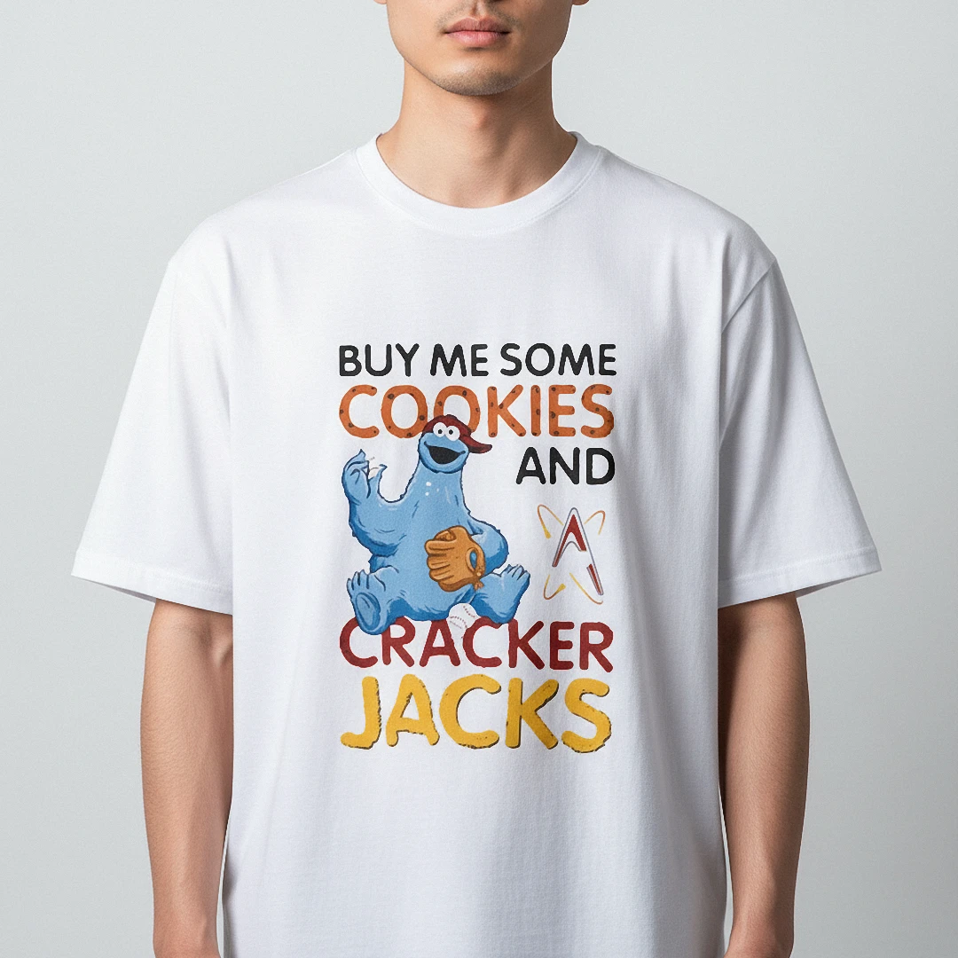 Buy Me Some Cookies And Cracker Jacks Tee Funny Baseball Graphic T-Shirt available at our Los Angeles warehouse