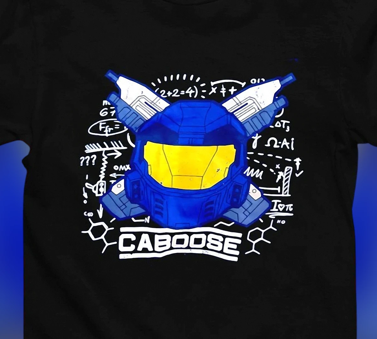 Caboose Red vs Blue Graphic Tee Blue Spartan Helmet Gamer Sci-Fi Shirt