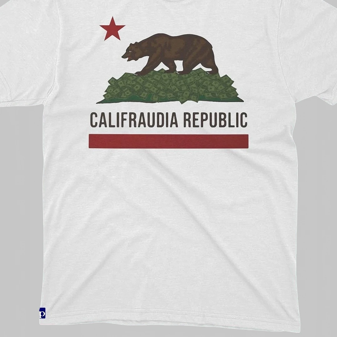 califraudia-republic-graphic-tee-funny-california-flag-parody-shirt.webp Califraudia Republic Graphic Tee Funny California Flag Parody Shirt