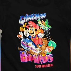 Chairman of the Boards Mario Tee, Vintage 90s Super Mario Bros Retro Surfing Graphic T-Shirt