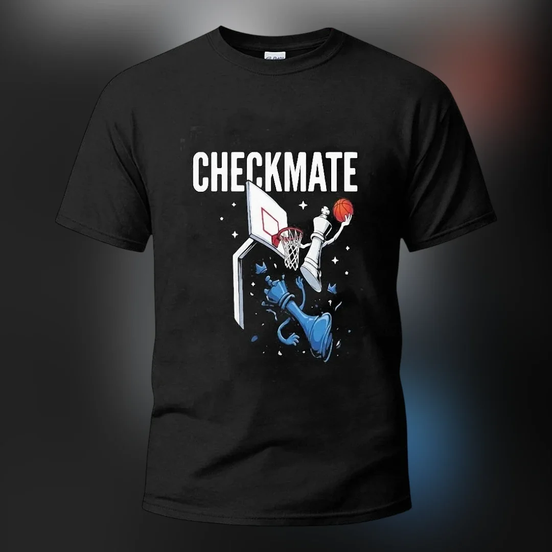 Checkmate Chess Basketball Dunk Graphic Tee, Fun Sports Strategy Board Game Shirt Gift for Men and W available at our Los Angeles warehouse
