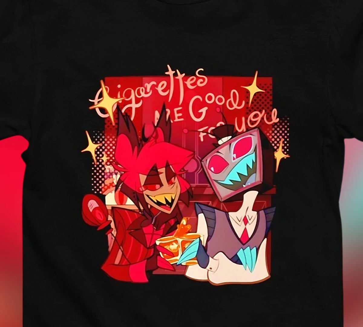 cigarettes-are-good-for-you-alastor-and-vox-hazbin-hotel-tee-sarcastic-anime-gra.webp Cigarettes Are Good for You Alastor and Vox Hazbin Hotel Tee, Sarcastic Anime Graphic Shirt Gift