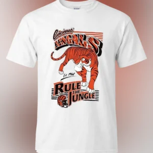 Cincinnati Bengals Rule The Jungle Est 1968 Tee Vintage Football Graphic Shirt for Fans available at our Los Angeles warehouse