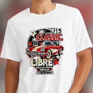 Classic Libre Vintage Car Graphic Tee, Retro Old School Muscle Car Shirt Gift for Car Lovers
