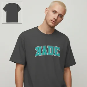 Collegiate Varsity Text Custom Tee, Personalized Arched Letter Athletic Sports T-Shirt available at our Los Angeles warehouse