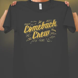 Comeback Crew Tee Retro Athletic Graphic Shirt for Streetwear and Team Motivation