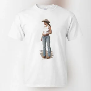 Cowgirl Watercolor Graphic Tee Western Country Style T-Shirt available at our Los Angeles warehouse