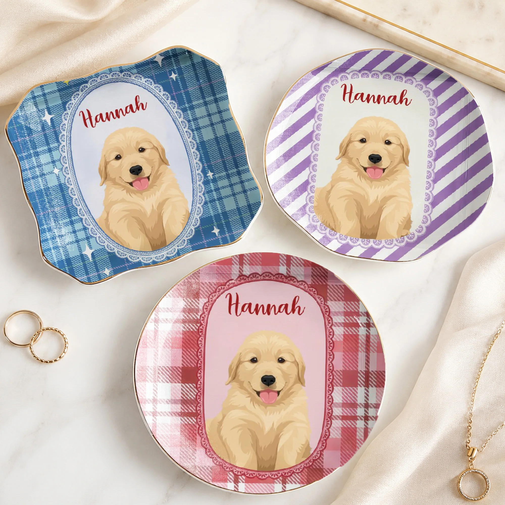 Custom Pet Portrait Ring Dish Personalized Ceramic Jewelry Tray Keepsake Gift for Dog Mom and Cat Lover