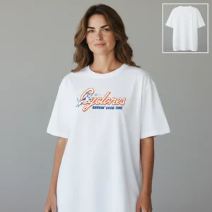 Cyclones Barkin' Good Time Tee, Vintage Baseball Dog Mascot Graphic T-Shirt for Sports Fans available at our Los Angeles warehouse