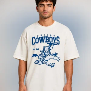 Dallas Cowboys Woody Football Retro Graphic Tee, Vintage Texas Fan Apparel Shirt available at our Los Angeles warehouse