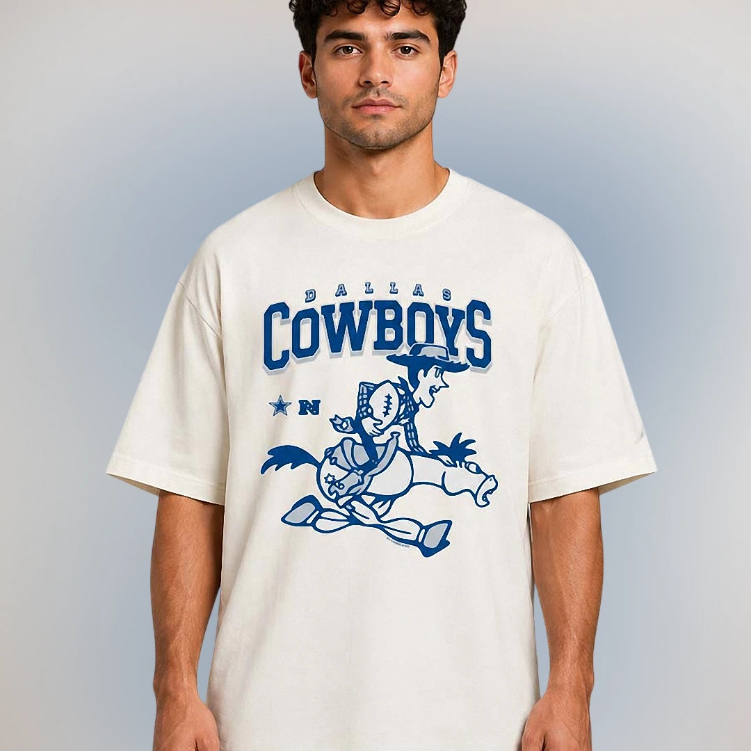 Dallas Cowboys Woody Football Retro Graphic Tee, Vintage Texas Fan Apparel Shirt available at our Los Angeles warehouse