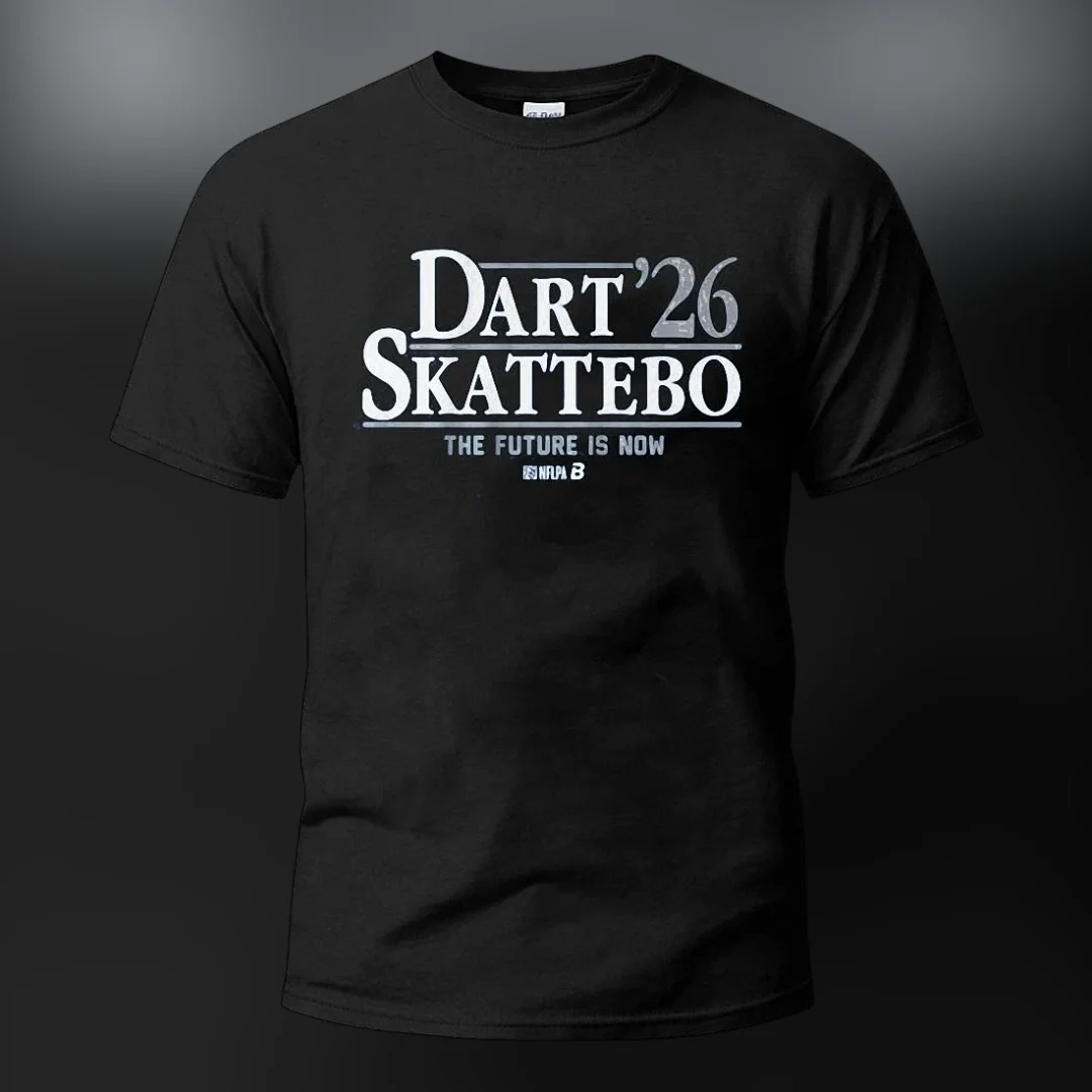 Dart '26 Skattebo The Future Is Now Tee, Jaxson Dart Cam Skattebo Football Fan Graphic T-Shirt available at our Los Angeles warehouse