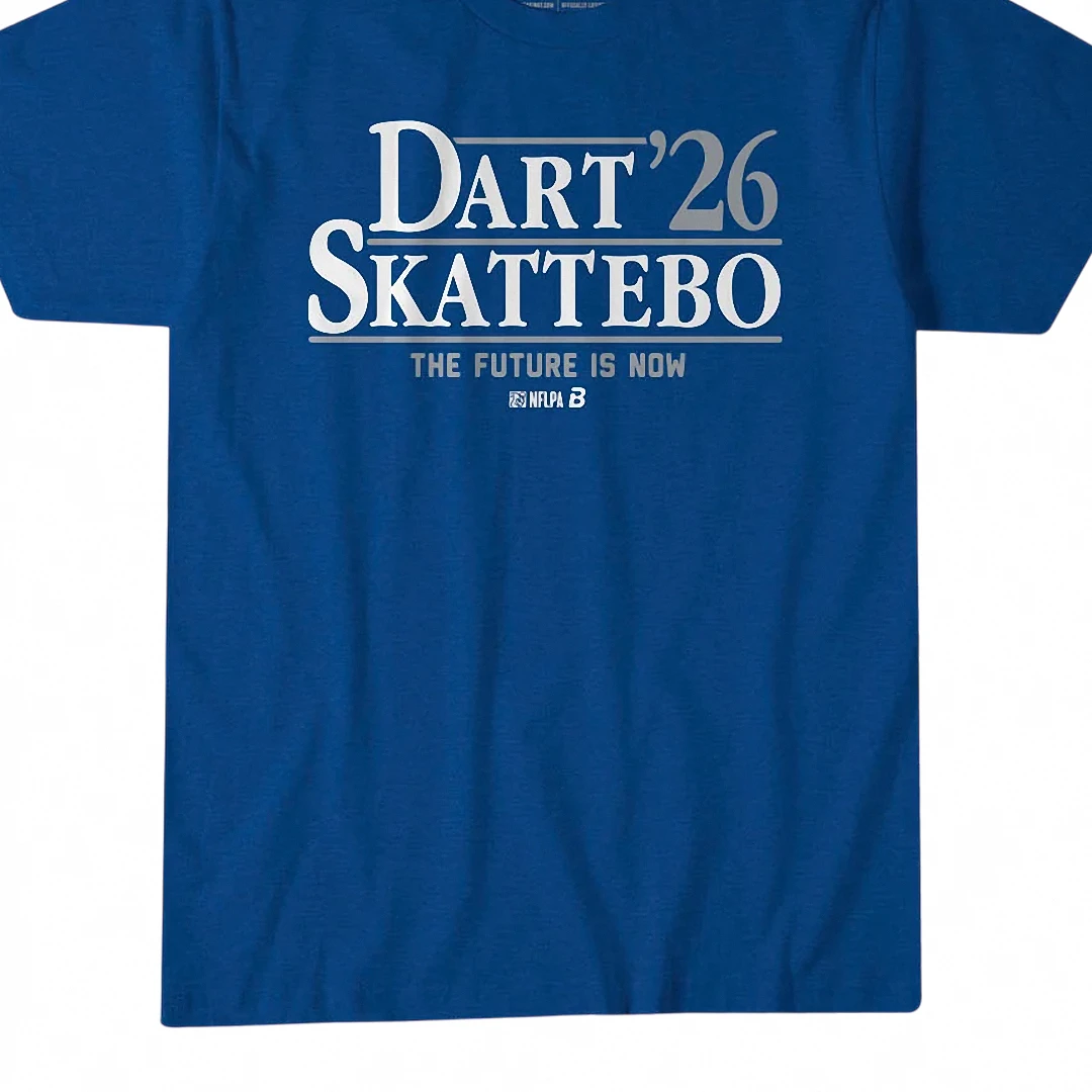 Dart Skattebo '26 The Future Is Now Tee, Jaxson Dart Cam Skattebo Football Fan Graphic T-Shirt Gift available at our Los Angeles warehouse