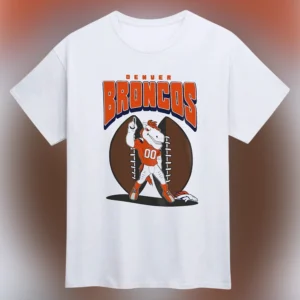 Denver Broncos Mascot Graphic Tee, Vintage Football Fan Shirt, NFL Sports Apparel Gift available at our Los Angeles warehouse