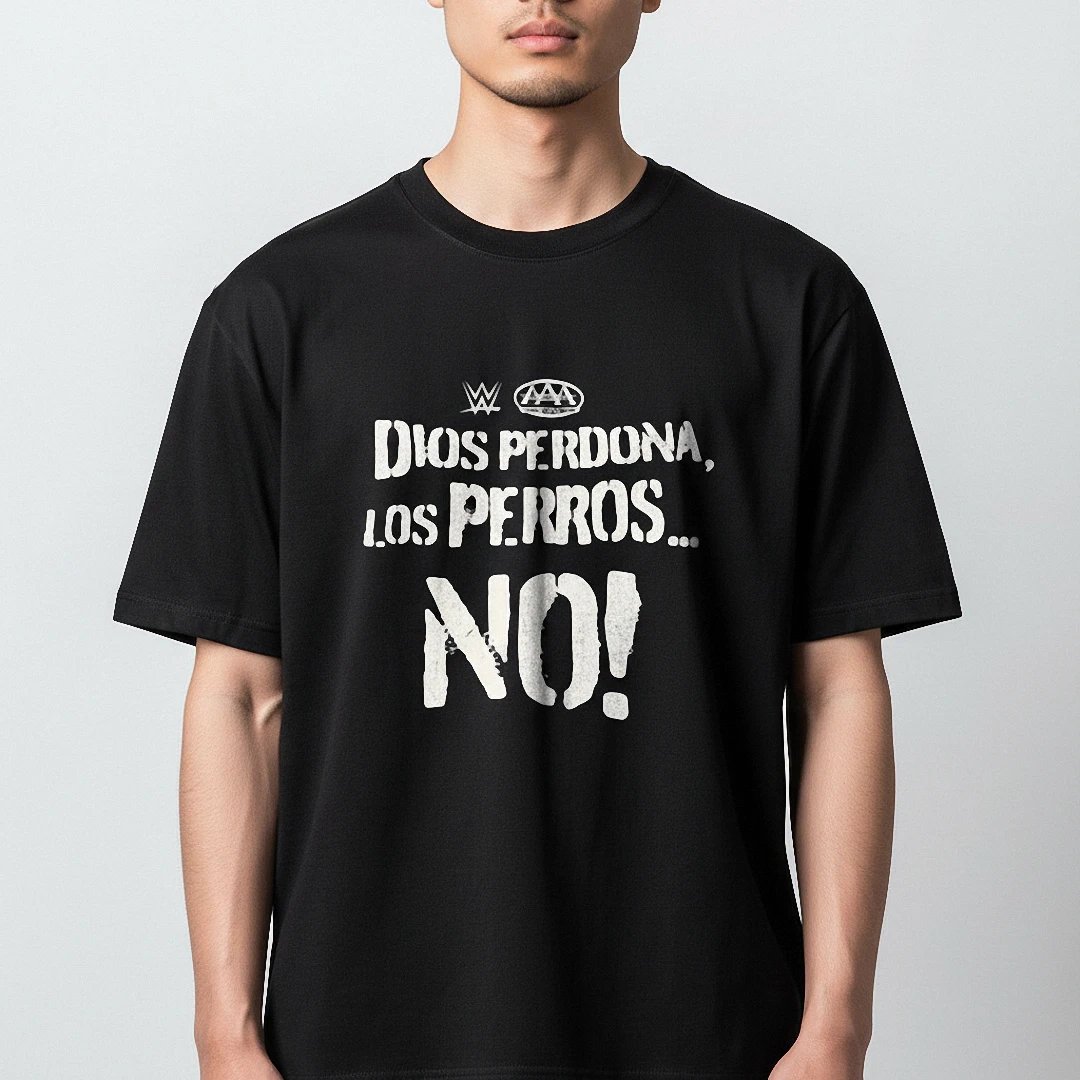 Dios Perdona Los Perros No Tee, Los Perros del Mal Wrestling Graphic T-Shirt available at our Los Angeles warehouse