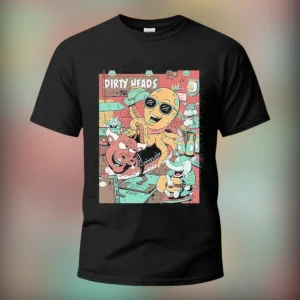 Dirty Heads Tee Cartoon Octopus Mechanical Bull Graphic Shirt, Reggae Rock Music Merch Gift available at our Los Angeles warehouse
