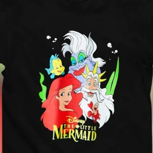 Disney The Little Mermaid Ariel And Ursula Graphic Tee, Retro Cartoon Movie Character Shirt