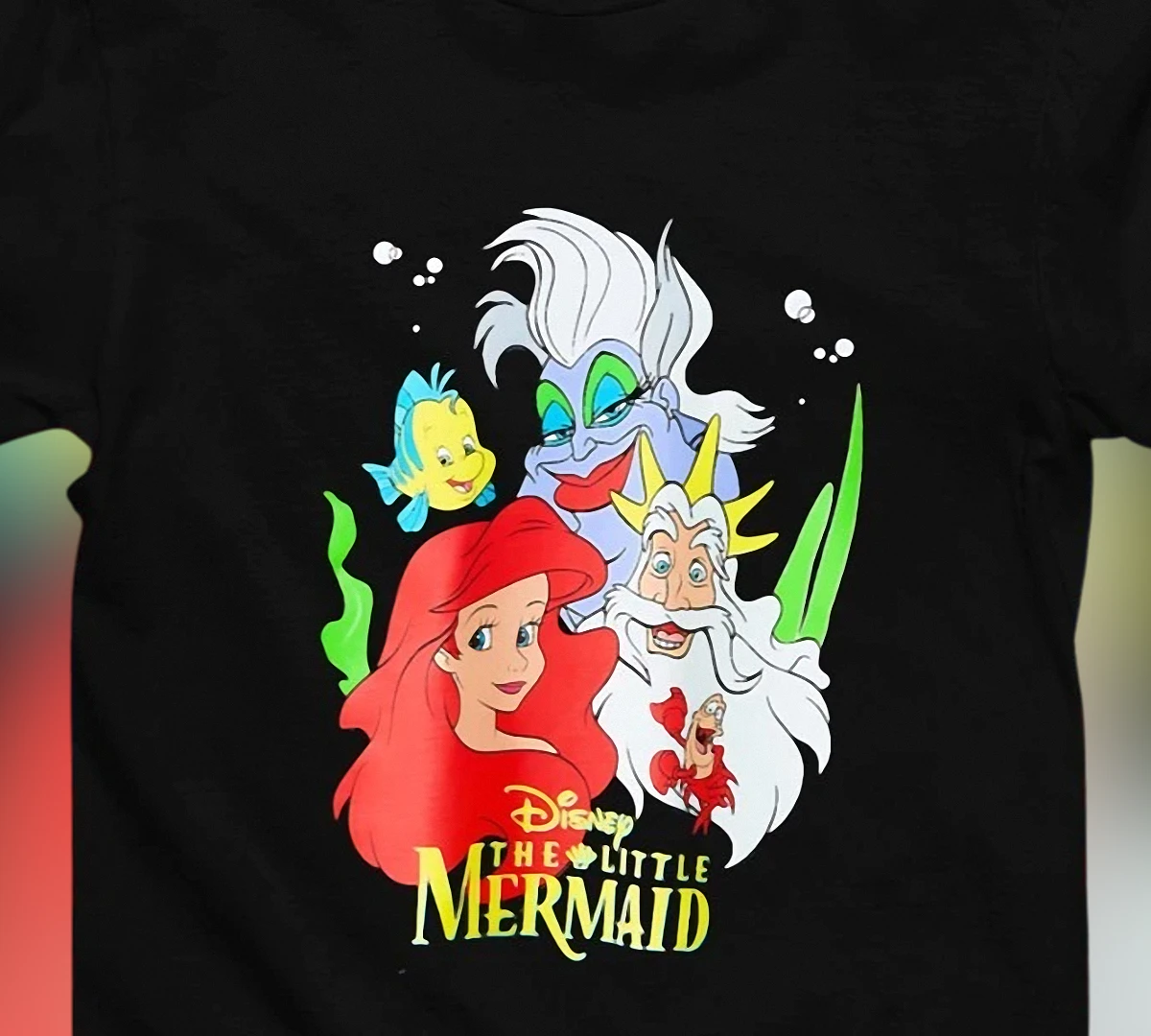 Disney The Little Mermaid Ariel And Ursula Graphic Tee, Retro Cartoon Movie Character Shirt
