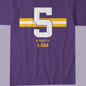 DJ Pickett Jr LSU No 5 Tee, Tigers Football Game Day Fan Graphic T-Shirt