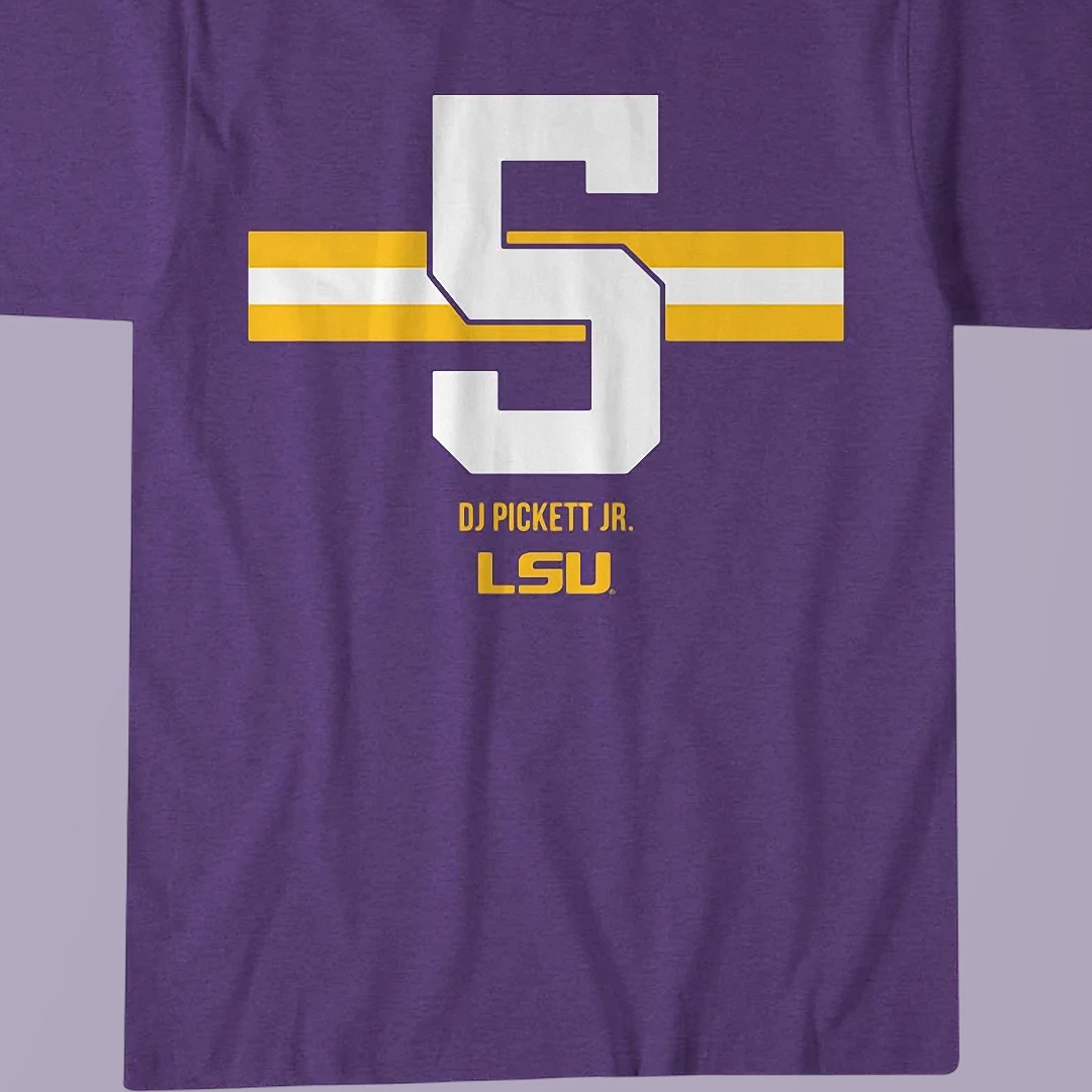 DJ Pickett Jr LSU No 5 Tee, Tigers Football Game Day Fan Graphic T-Shirt