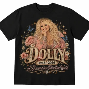 Dolly Parton 1946-2026 A Diamond in a Rhinestone World Tee, Retro Western Country Singer Tribute Gra available at our Los Angeles warehouse
