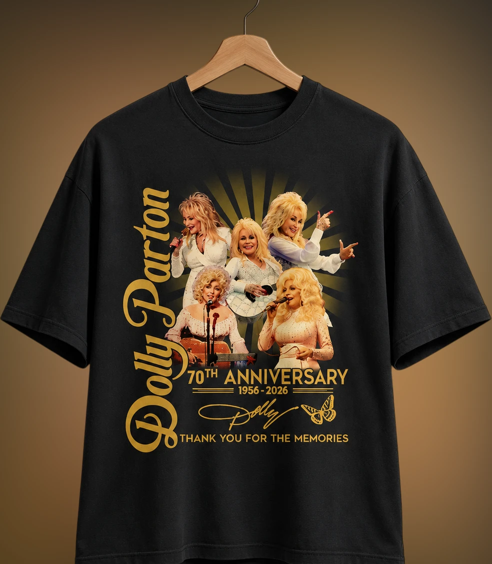 Dolly Parton 70th Anniversary 1956-2026 Thank You For The Me — Los Angeles Dolly Parton 70th Anniversary 1956-2026 Thank You For The Memories Tee, Country Music Legend Graphic available at our Los Angeles warehouse