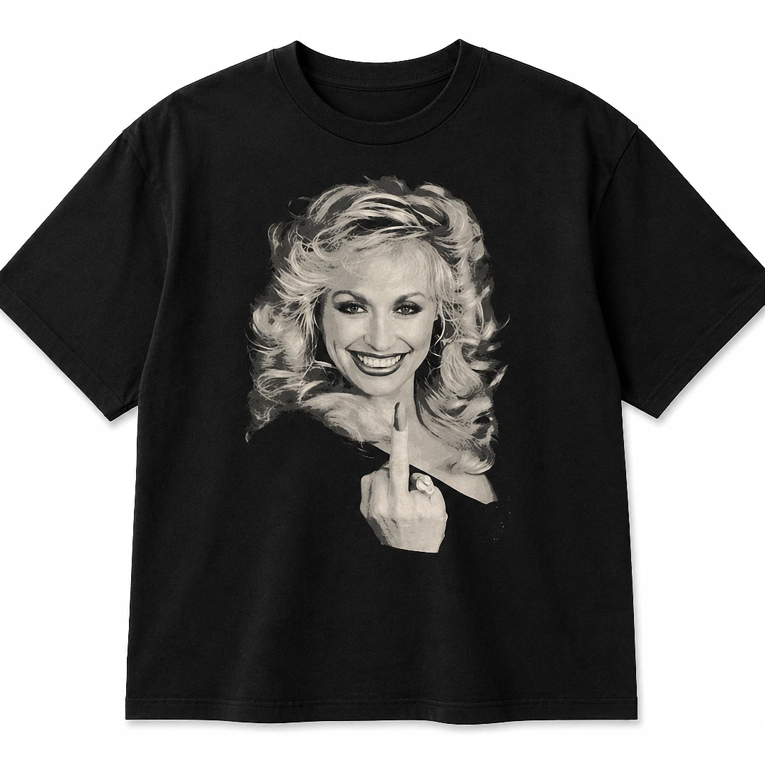 Dolly Parton Graphic Tee, Funny Country Music Middle Finger — Los Angeles Dolly Parton Graphic Tee, Funny Country Music Middle Finger Vintage Style T-Shirt Gift for Fans available at our Los Angeles warehouse