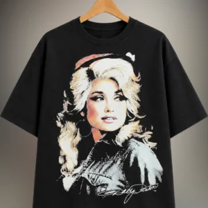 Dolly Parton Tee Vintage Country Music Graphic T-Shirt with Signature available at our Los Angeles warehouse