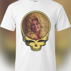 Dolly Parton Tee Vintage Skull Mashup Graphic Shirt for Country Music Fans available at our Los Angeles warehouse