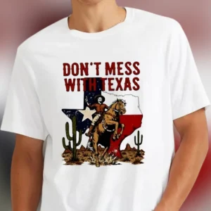 Don't Mess With Texas Cowboy Skeleton Tee, Vintage Western Texas Pride Graphic Shirt