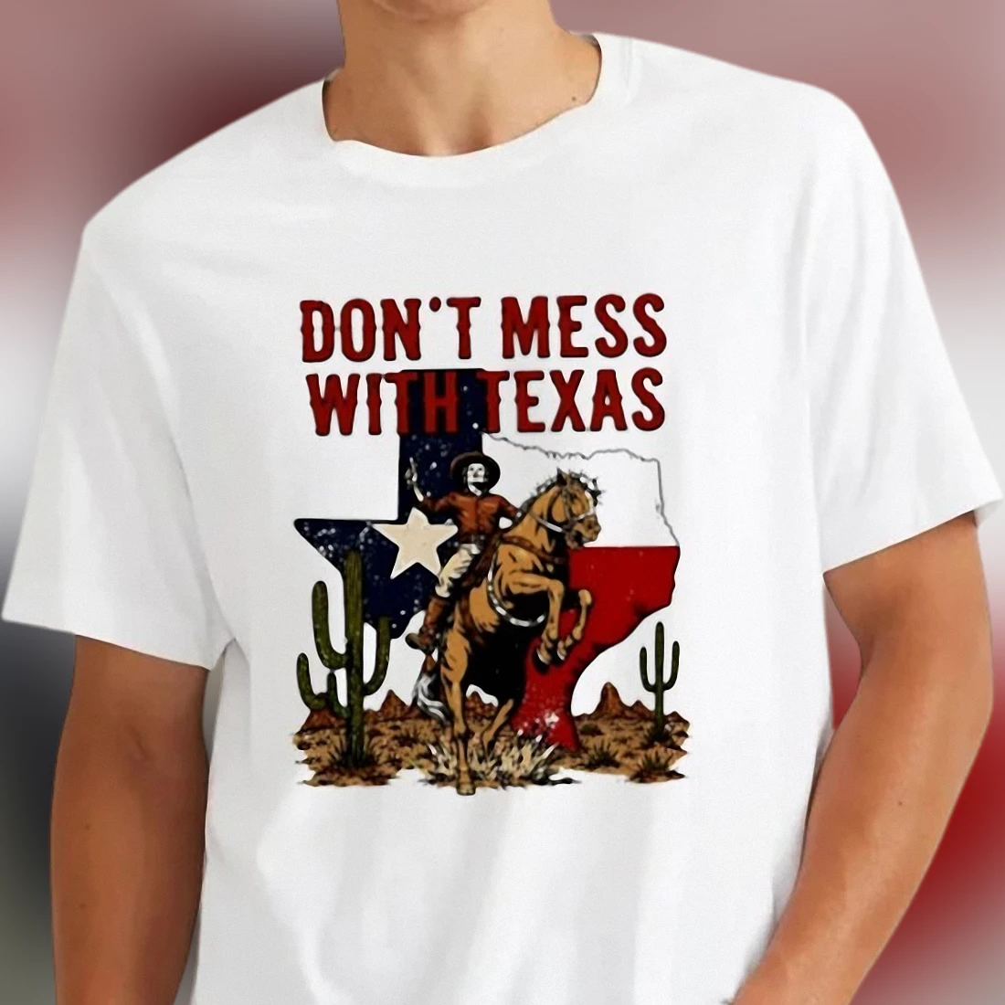 Don't Mess With Texas Cowboy Skeleton Tee, Vintage Western Texas Pride Graphic Shirt