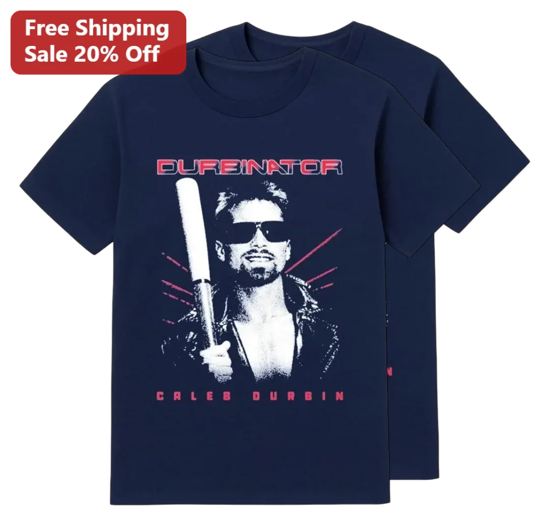 Durbinator Tee Retro 80s Action Movie Baseball Parody Shirt Gift for Men Women Baseball Fans available at our Los Angeles warehouse