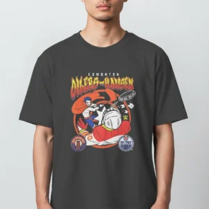 Edmonton Oilers-Hausen Tee Danhausen Vintage Hockey Mashup Graphic Shirt available at our Los Angeles warehouse