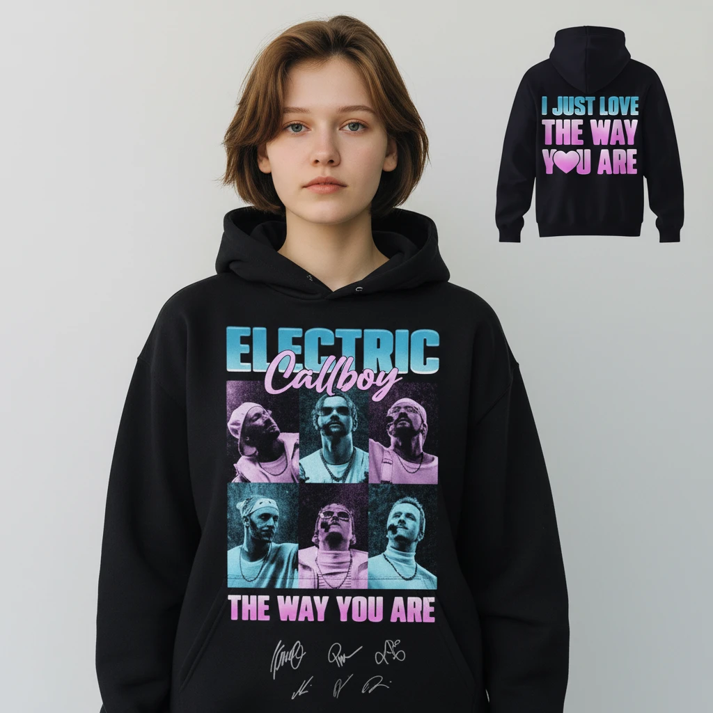Electric Callboy The Way You Are Hoodie Vintage Band Member Signature Graphic Sweatshirt for Fans available at our Los Angeles warehouse