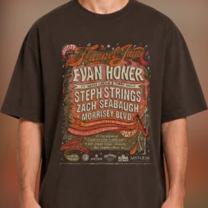 Evan Honer Flannel Jam Music Festival Concert Graphic Tee, Vintage Fall Indie Folk Band Shirt