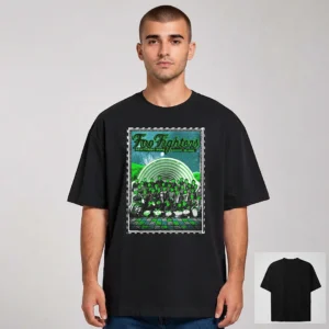 Foo Fighters Tee Vintage Band Concert Poster Graphic T-Shirt for Rock Music Fans available at our Los Angeles warehouse