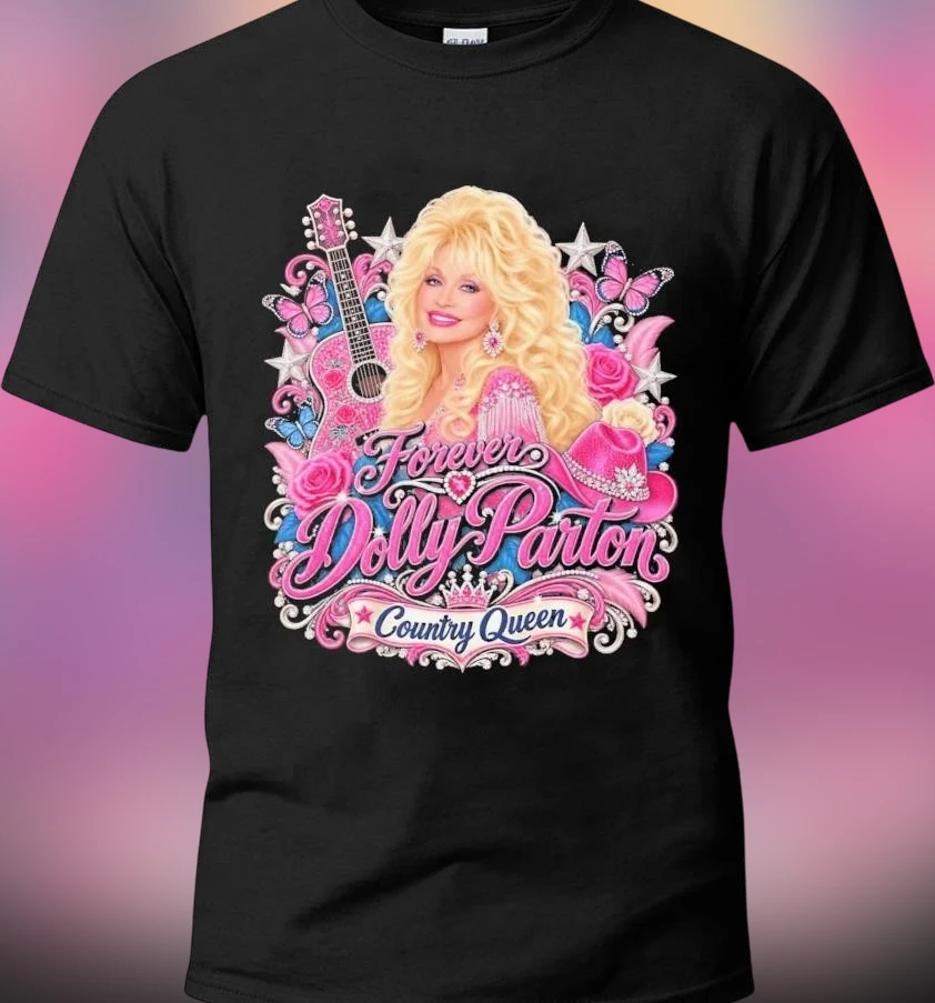 Forever Dolly Parton Country Queen Tee, Retro Western Country Music Graphic T-Shirt for Women and Me available at our Los Angeles warehouse