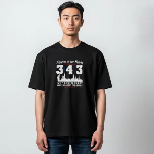 Forever In Our Hearts 25th Anniversary Never Forget The Heroes Tee, 9/11 Firefighter Memorial Graphi available at our Los Angeles warehouse