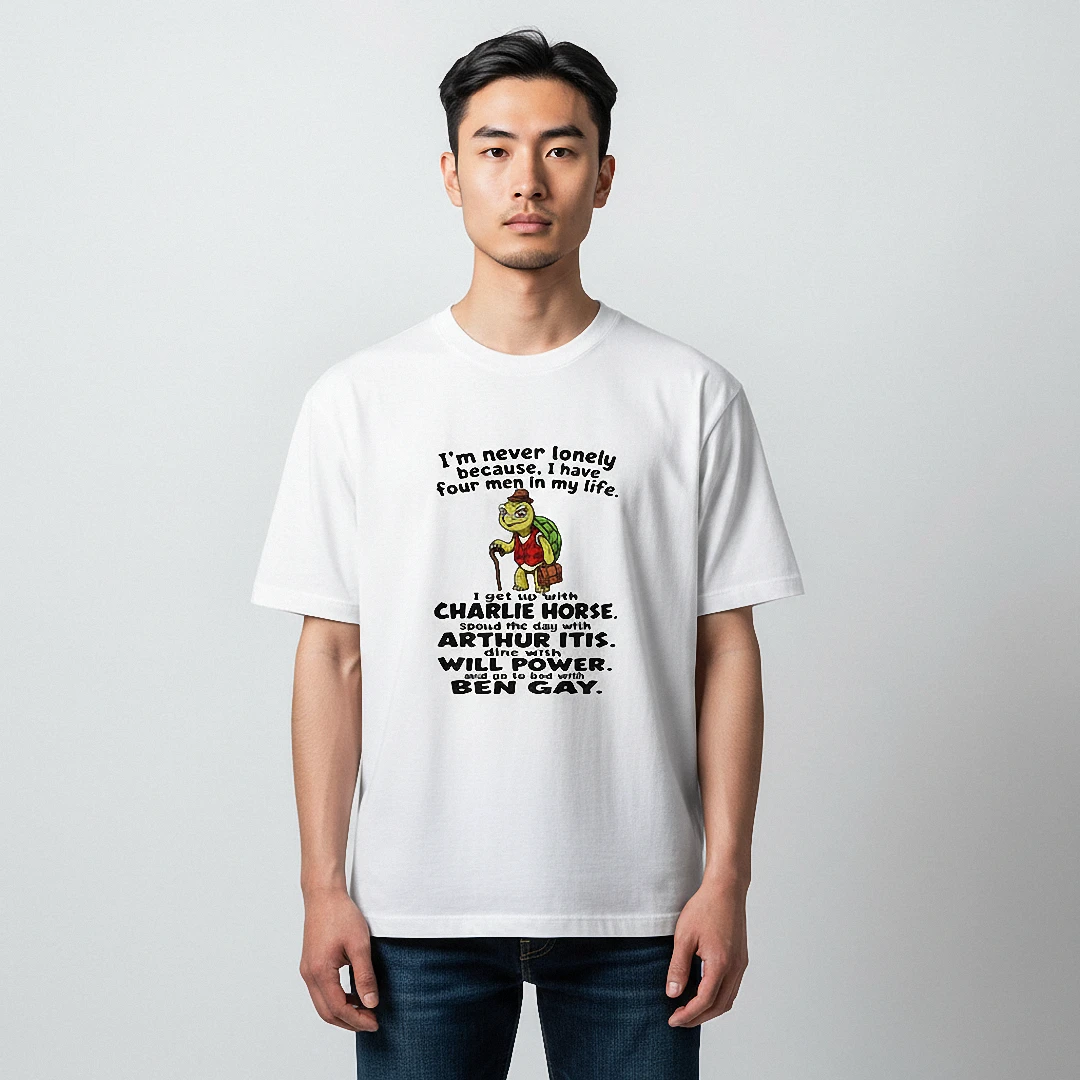 Four Men in My Life Funny Senior Citizen Tee, Charlie Horse — Los Angeles Four Men in My Life Funny Senior Citizen Tee, Charlie Horse Arthur Itis Retirement Sarcastic Graphic available at our Los Angeles warehouse