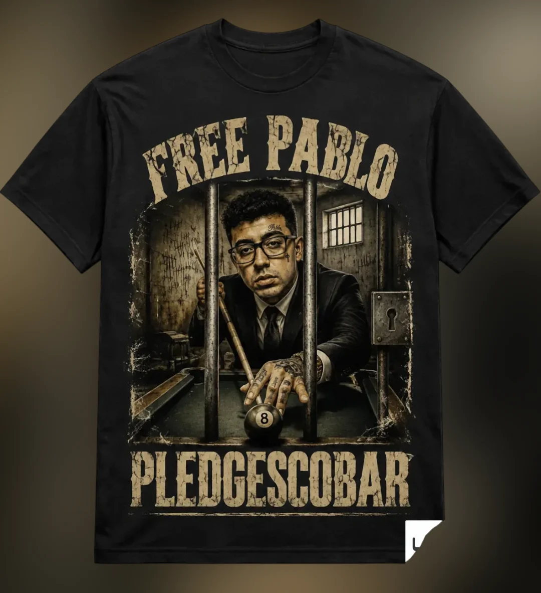 Free Pablo Pledgescobar Tee Vintage Prison Graphic Shirt available at our Los Angeles warehouse